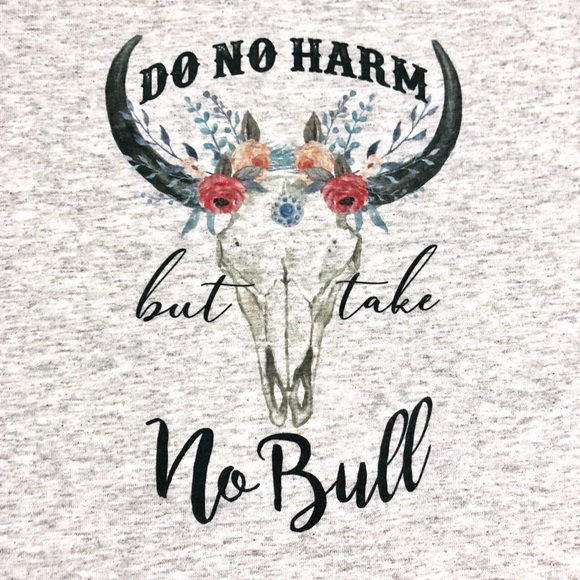 Do No Harm Bull Skull Boho country shirt - Picture 2 of 5